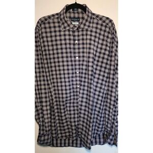 Peter Millar Collection Mens Plaid Button Down Shirt Xl Flex Finish 100% Cotton
